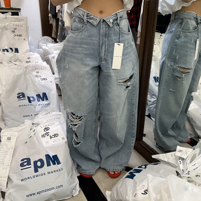 VIRKIN韓國代購女士新品休閑時尚26春夏熱賣人氣職業牛仔褲VIRKIN牛仔褲圖色1