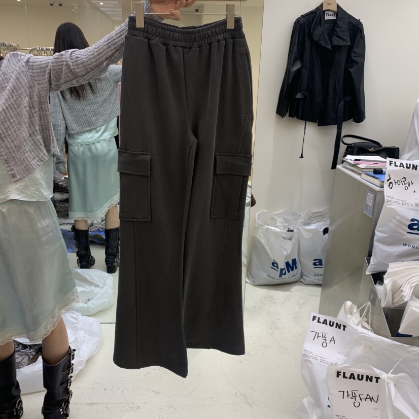 FLAUNT韓國代購女裝新款人氣時尚推薦熱賣26春夏休閑褲喇叭FLAUNT休閑褲圖色1