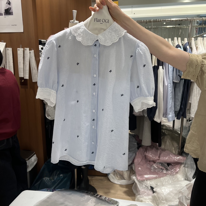 OGI韓國直郵女士新款人氣休閑推薦熱賣26春夏時尚襯衫蕾絲衫FLat OGI襯衫/蕾絲衫圖色1