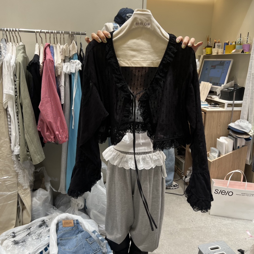 BY FLOW韓國直郵女裝新品職業時尚休閑襯衫蕾絲衫不含內搭BY FLOW襯衫/蕾絲衫圖色2