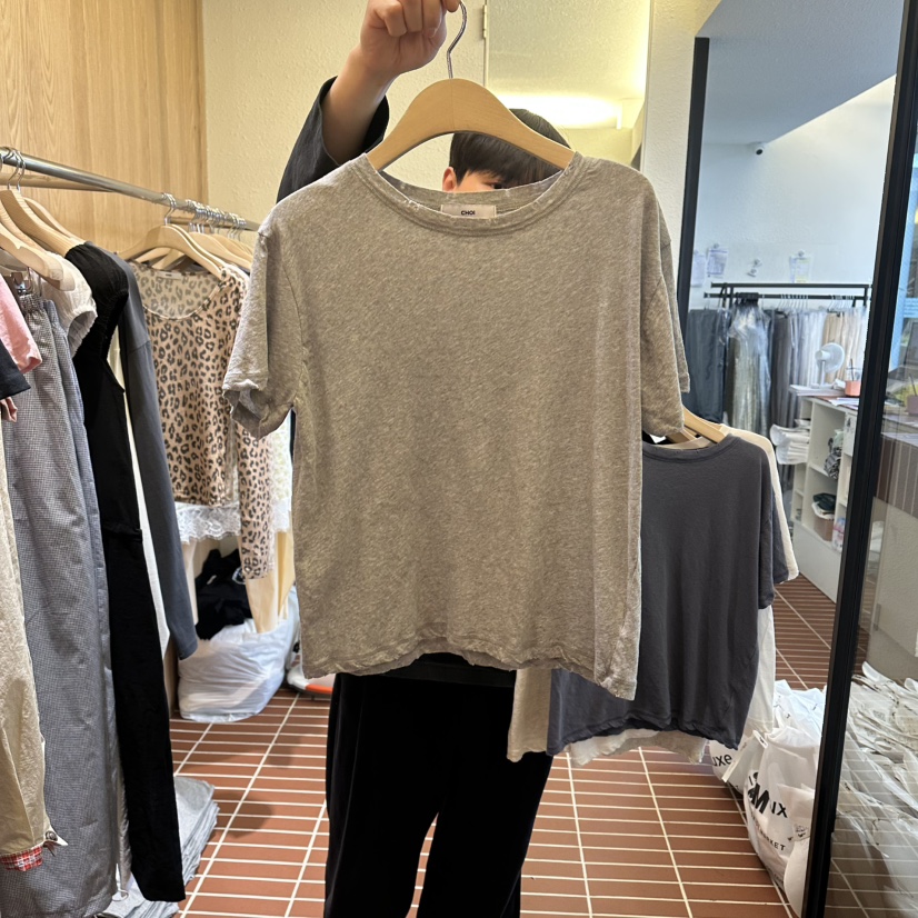 CHOI-L韓國直郵女士新款人氣推薦休閑熱賣時尚職業26春夏T恤CHOIT恤圖色2灰色