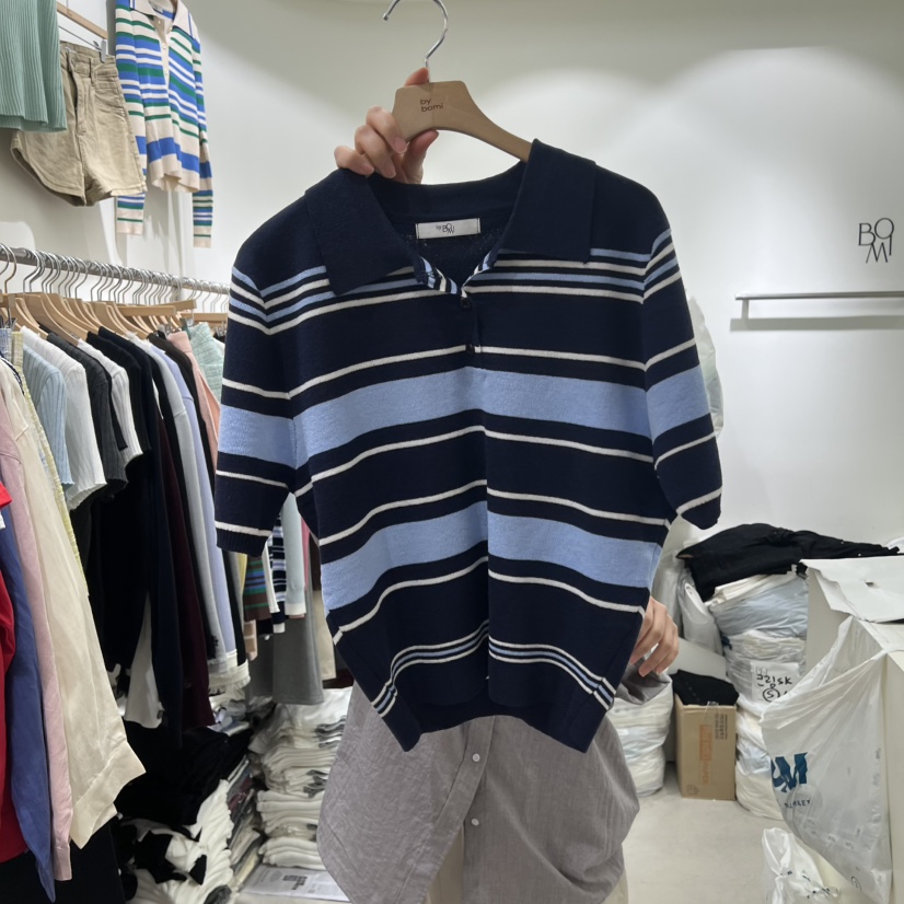 BY BOMI韓國直郵實拍女士新款熱賣休閑26春夏針織衫海軍羅紋BY BOMI針織衫圖色2