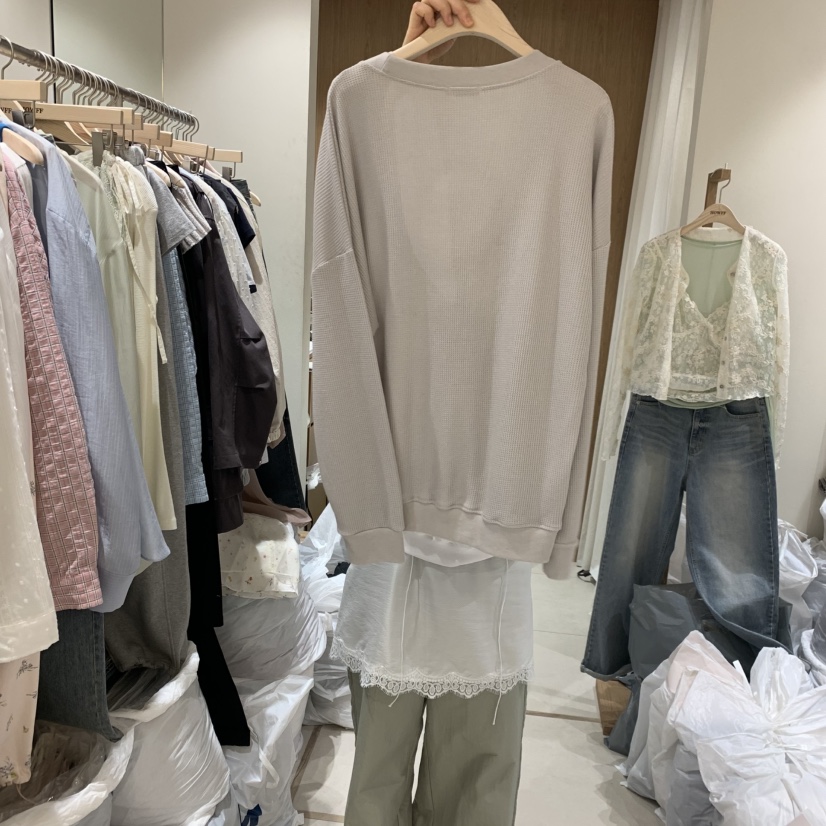 HOWFF韓國直郵女裝新款人氣時尚推薦衛衣不含內搭華夫格格紋HOWFF衛衣