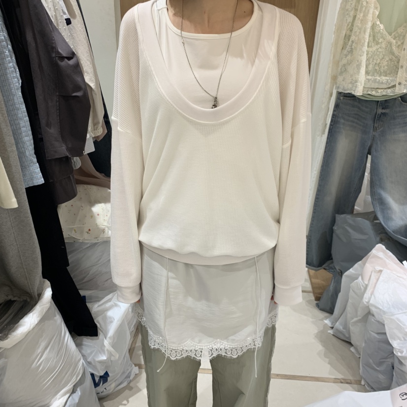 HOWFF韓國直郵女裝新款人氣時尚推薦衛衣不含內搭華夫格格紋HOWFF衛衣圖色3