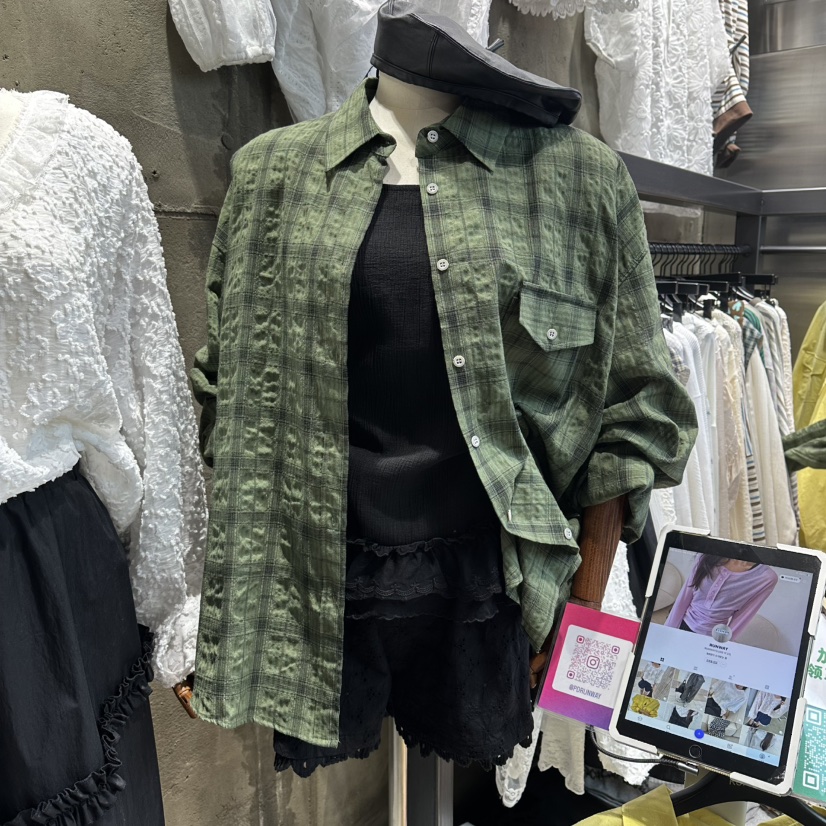 RUNWAY-런웨이韓國東大門代購女裝新品人氣襯衫蕾絲衫格子RUNWAY襯衫/蕾絲衫