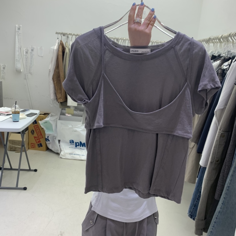 PADO韓國東大門代購女士新品職業熱賣人氣26春夏休閑T恤插肩PADOT恤圖色2