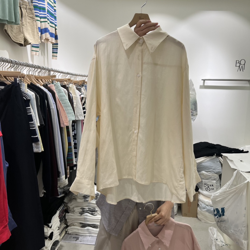 BY BOMI韓國直郵女士新款時尚熱賣休閑推薦襯衫蕾絲衫亞麻BY BOMI襯衫/蕾絲衫圖色4