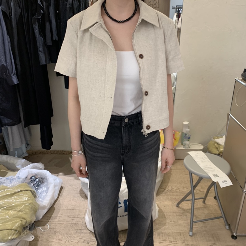 W AND J韓國直郵女裝新款休閑26春夏人氣職業推薦夾克亞麻W AND J夾克圖色1