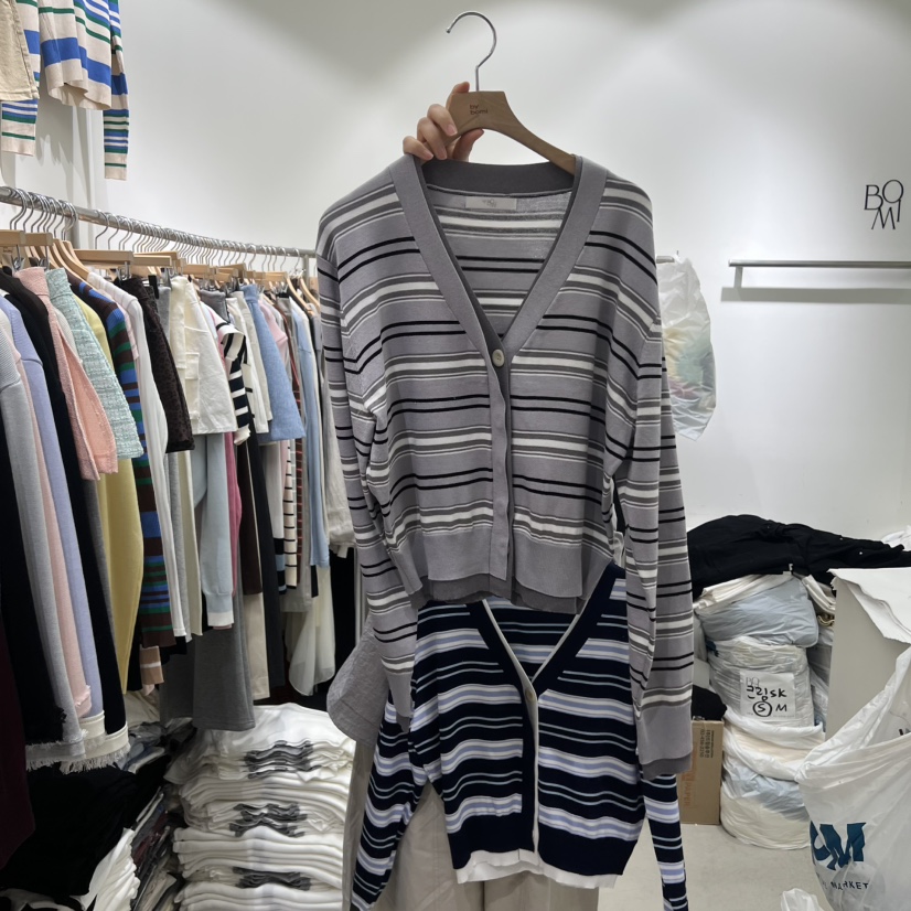 BY BOMI韓國直郵實拍女士新品職業推薦休閑人氣針織衫條紋BY BOMI針織衫圖色1