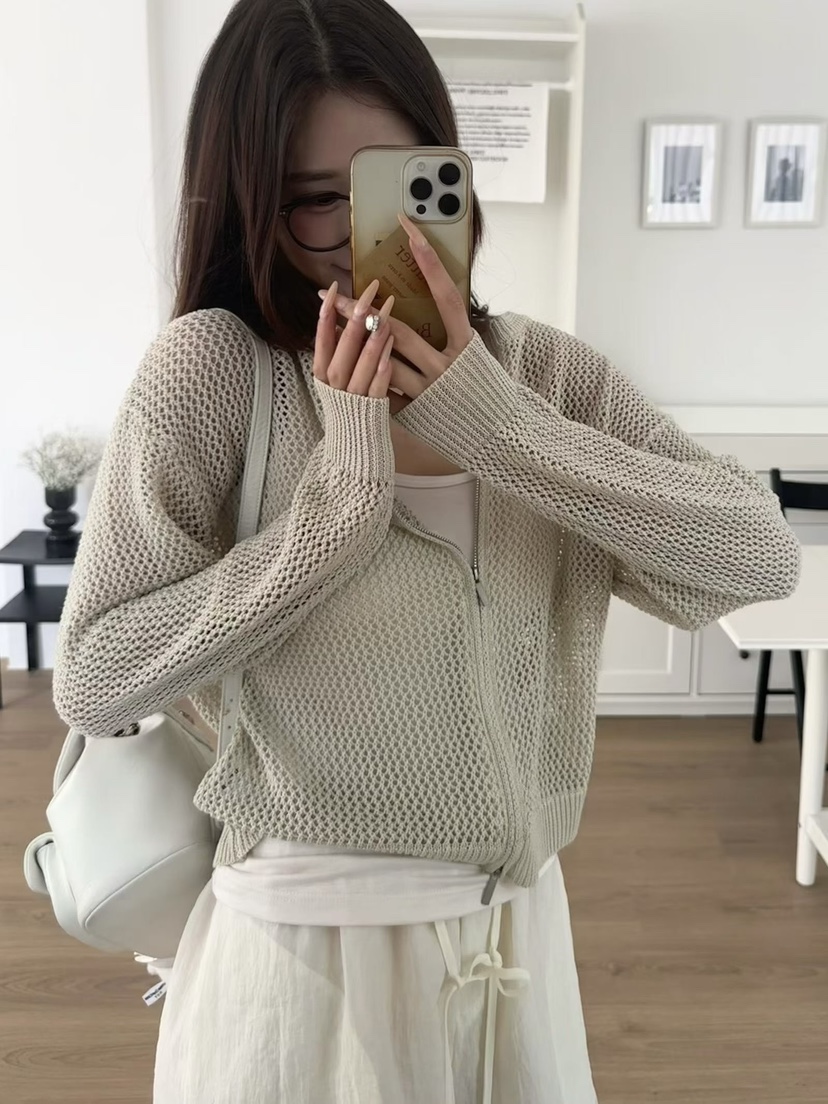 BUTTER-P東大門代購女裝新品熱賣推薦26春夏針織衫網眼開衫BUTTER-P針織衫