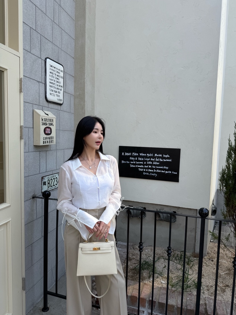 LAVIEU韓國代購女裝新品真品熱賣時尚推薦襯衫蕾絲衫系帶LAVIEU襯衫/蕾絲衫