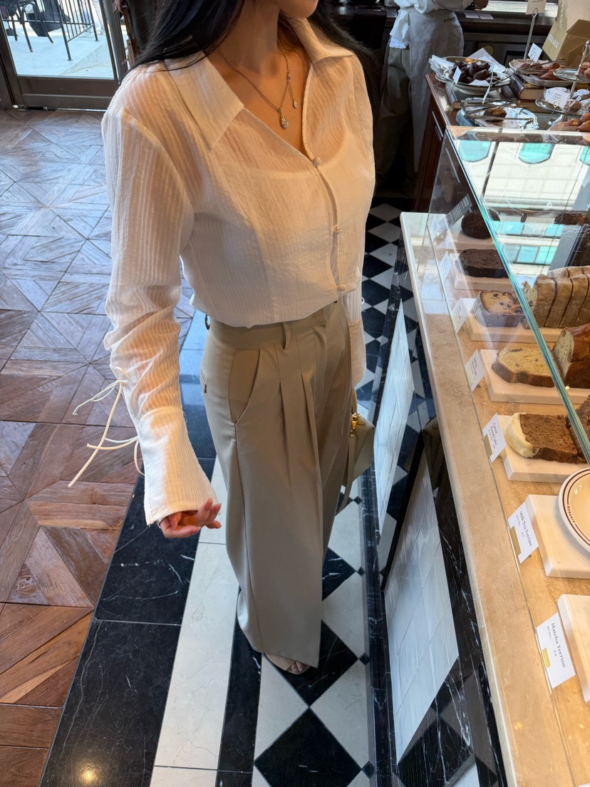 LAVIEU韓國代購女裝新品真品熱賣時尚推薦襯衫蕾絲衫系帶LAVIEU襯衫/蕾絲衫