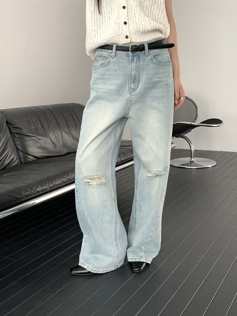 MUSE-P韓國直郵實拍女裝新品職業休閑人氣26春夏熱賣牛仔褲MUSE-P牛仔褲圖色1