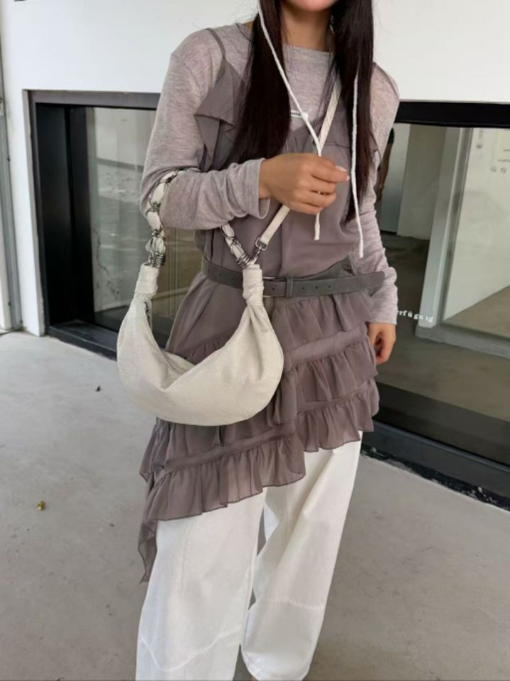 TROUVAILLE韓國直郵女士新款職業時尚26春夏單肩斜跨包羊皮TROUVAILLE單肩/斜跨包