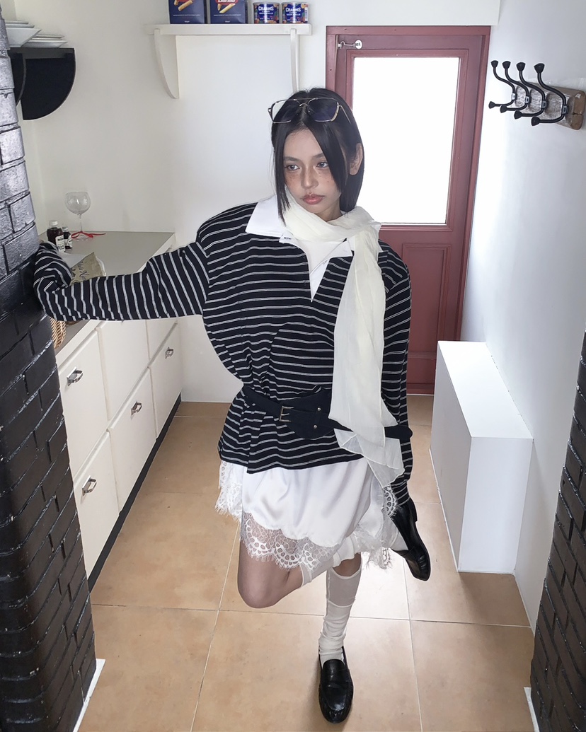 LIVE AID-P韓國代購女裝新款時尚人氣職業真品連衣裙絲質LIVE AID-P連衣裙