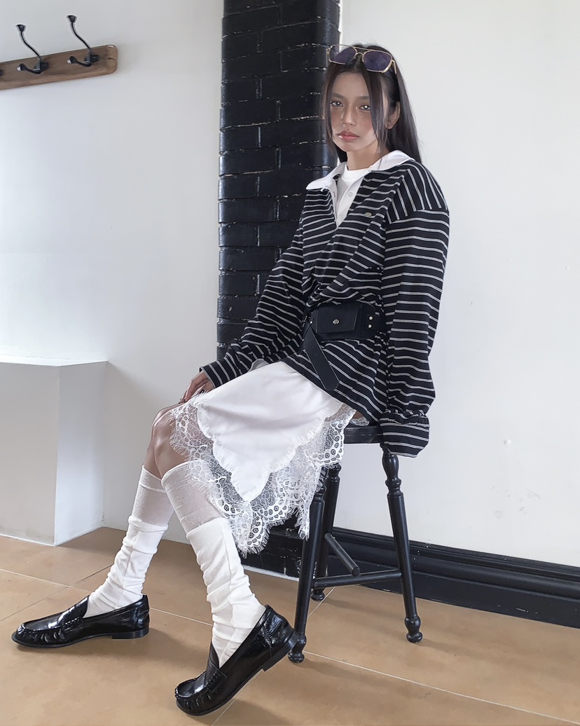 LIVE AID-P韓國代購女裝新款時尚人氣職業真品連衣裙絲質LIVE AID-P連衣裙