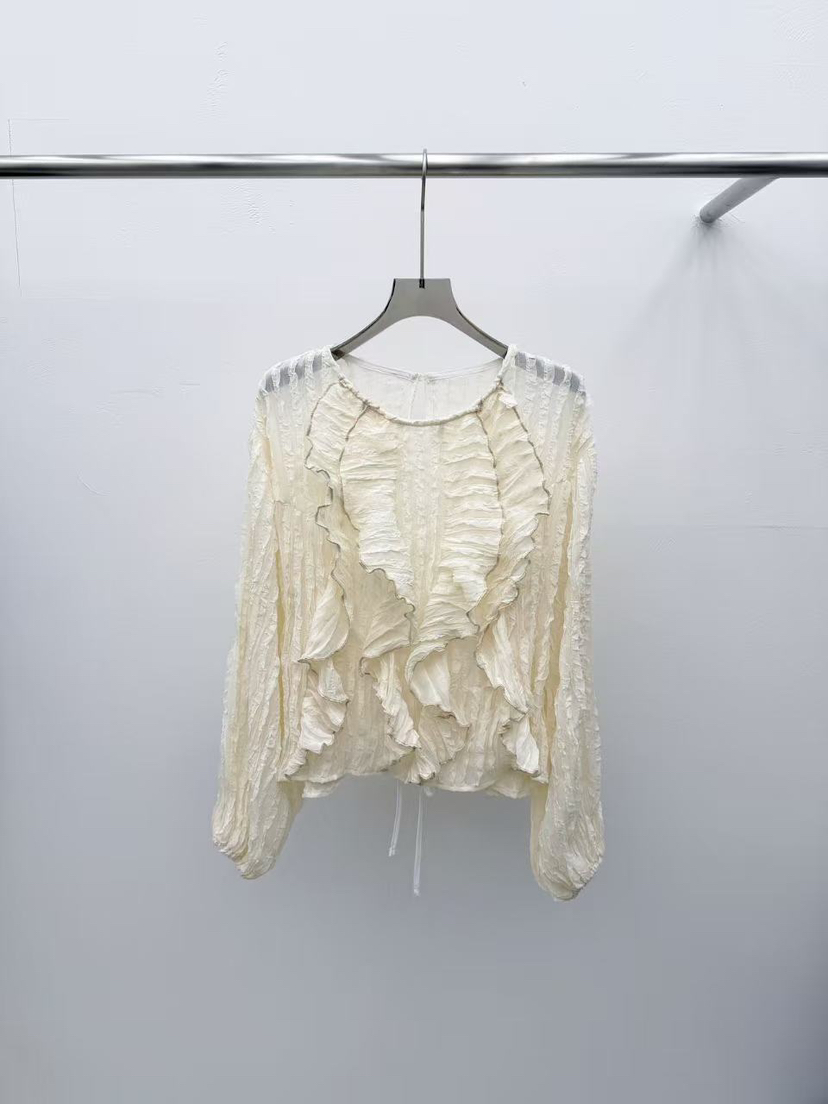 SEARE/PRETZEL韓國代購女士新款時尚休閑襯衫蕾絲衫荷葉邊SEARE/PRETZEL襯衫/蕾絲衫圖色1