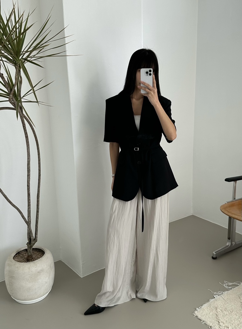 LE VASE韓國直郵女裝新品休閑人氣時尚推薦職業夾克含腰繩LE VASE夾克