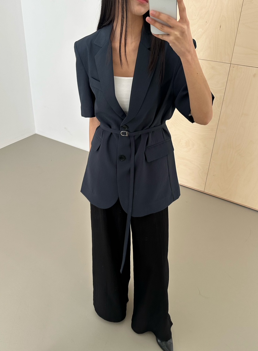 LE VASE韓國直郵女裝新品休閑人氣時尚推薦職業夾克含腰繩LE VASE夾克