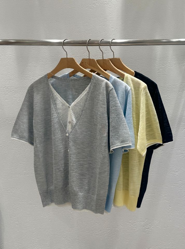 CRONG韓國東大門直郵女裝新款休閑時尚人氣26春夏針織衫假兩件CRONG針織衫