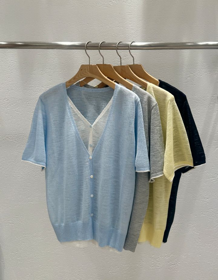 CRONG韓國東大門直郵女裝新款休閑時尚人氣26春夏針織衫假兩件CRONG針織衫