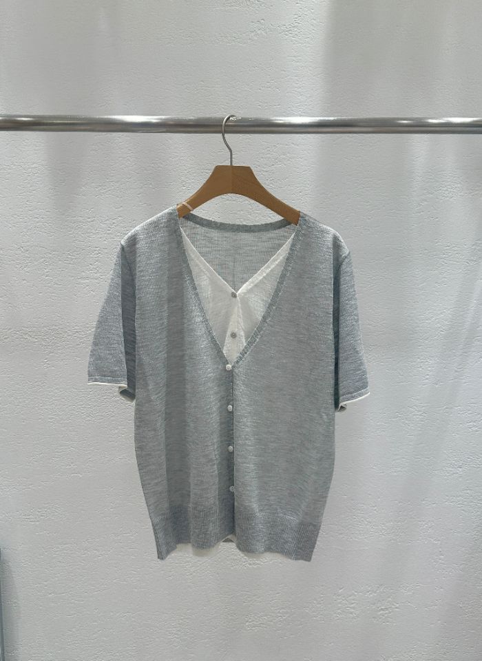 CRONG韓國東大門直郵女裝新款休閑時尚人氣26春夏針織衫假兩件CRONG針織衫圖色1