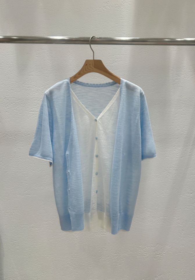 CRONG韓國東大門直郵女裝新款休閑時尚人氣26春夏針織衫假兩件CRONG針織衫圖色2