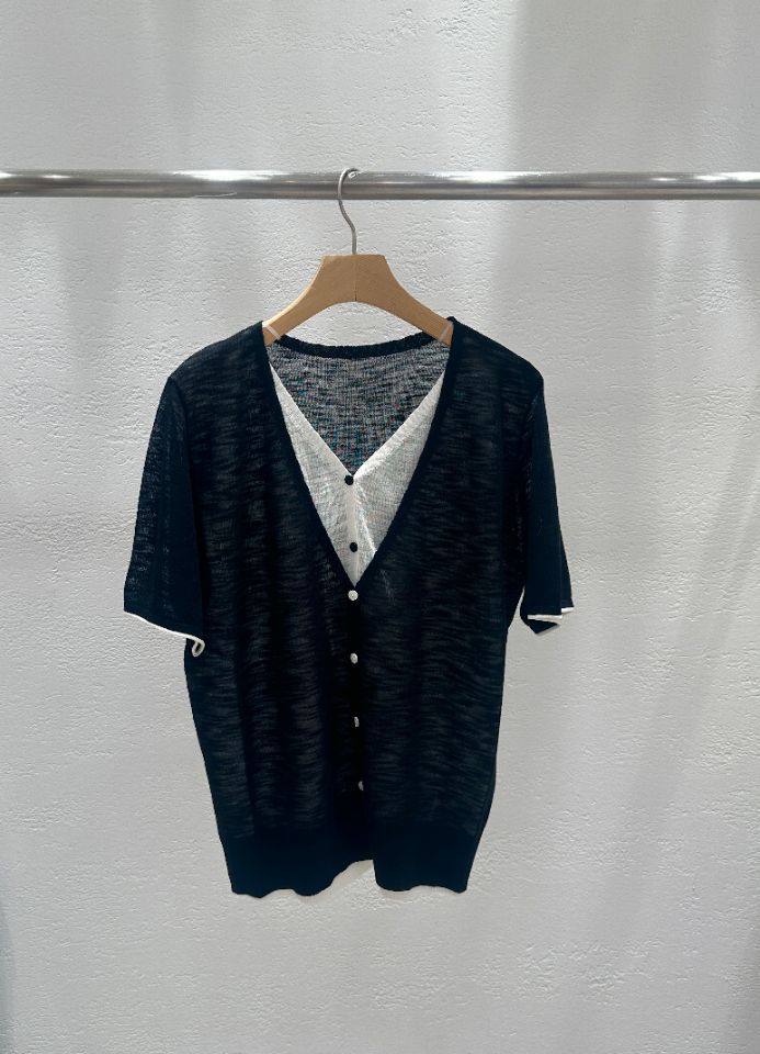 CRONG韓國東大門直郵女裝新款休閑時尚人氣26春夏針織衫假兩件CRONG針織衫圖色4