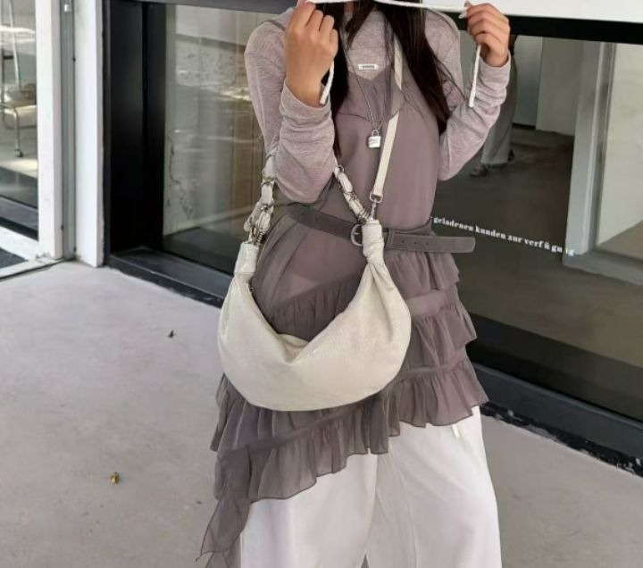 TROUVAILLE韓國直郵女士新款推薦熱賣真品單肩斜跨包羊皮TROUVAILLE單肩/斜跨包