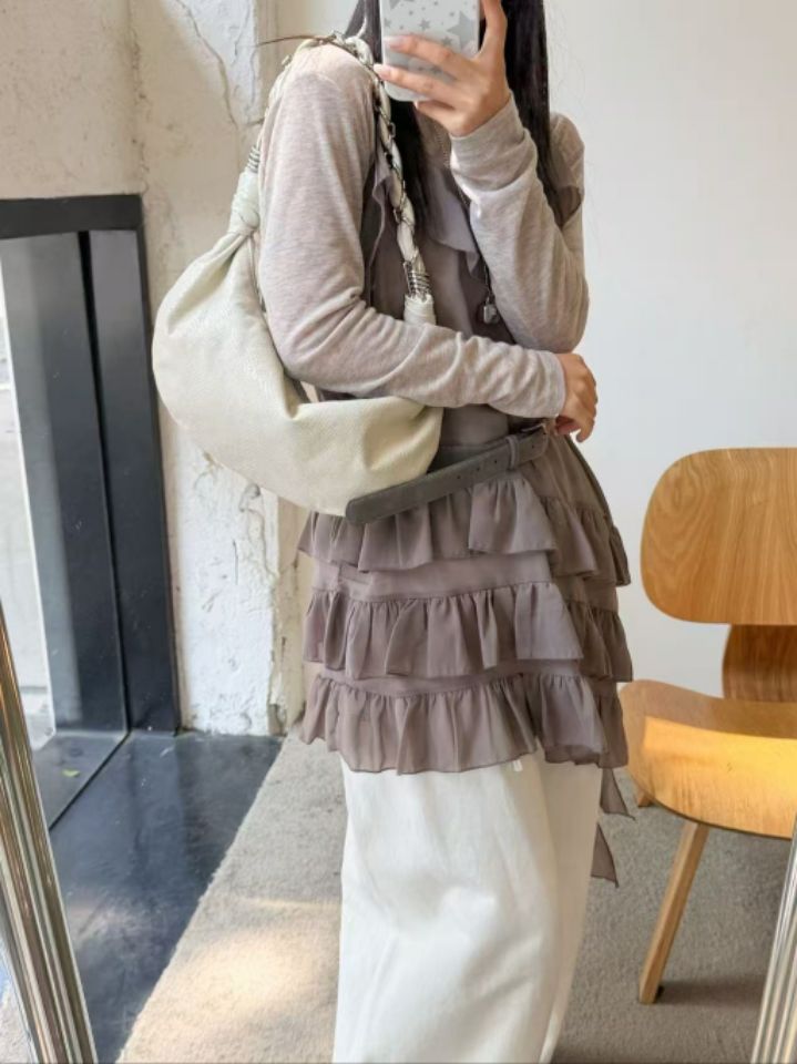 TROUVAILLE韓國直郵女士新款推薦熱賣真品單肩斜跨包羊皮TROUVAILLE單肩/斜跨包圖色2