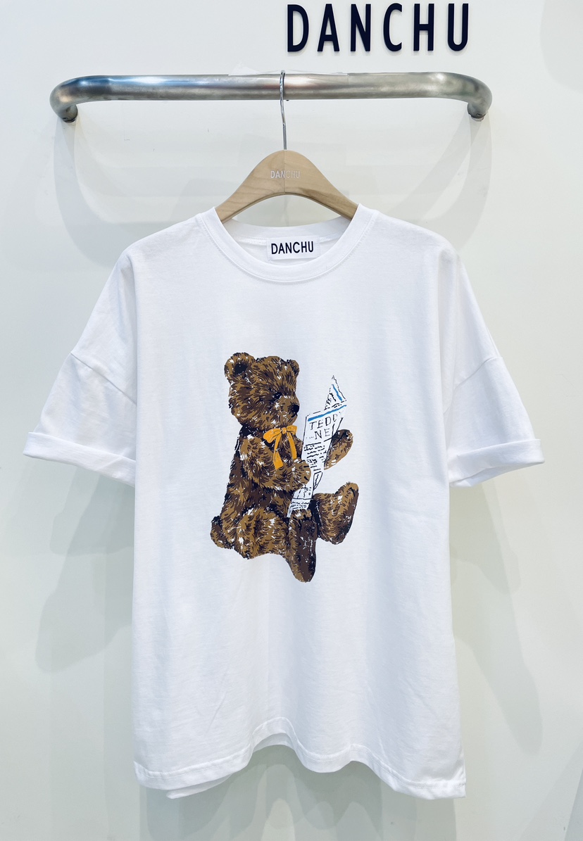 DANCHU韓國直郵女裝新品推薦26春夏時尚職業休閑T恤泰迪熊DANCHUT恤圖色1