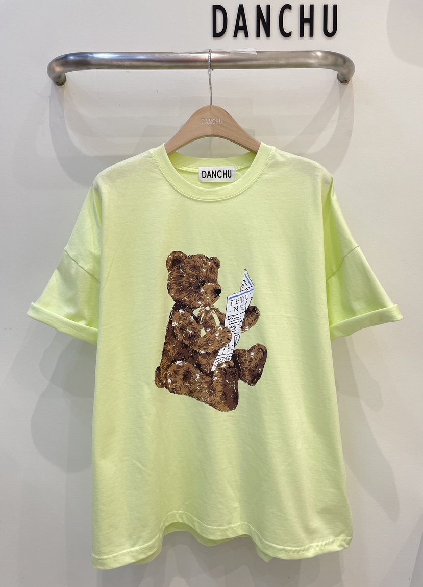 DANCHU韓國直郵女裝新品推薦26春夏時尚職業休閑T恤泰迪熊DANCHUT恤圖色2