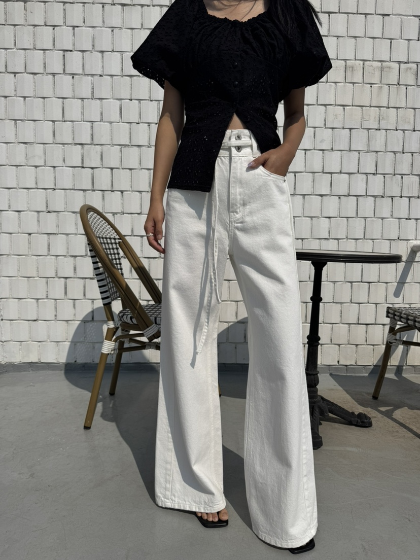 RIAH韓國代購女裝新品時尚休閑人氣職業推薦牛仔褲含腰帶RIAH牛仔褲