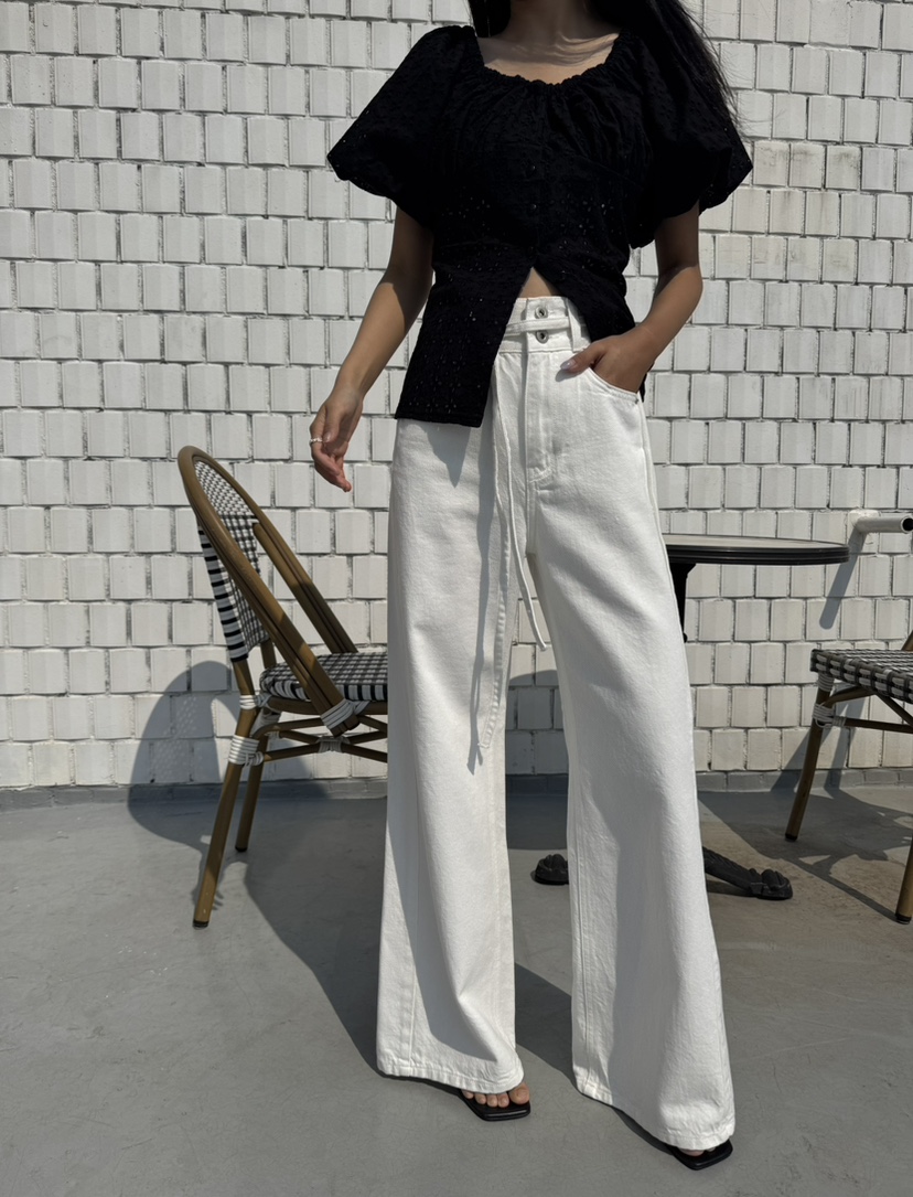 RIAH韓國代購女裝新品時尚休閑人氣職業推薦牛仔褲含腰帶RIAH牛仔褲