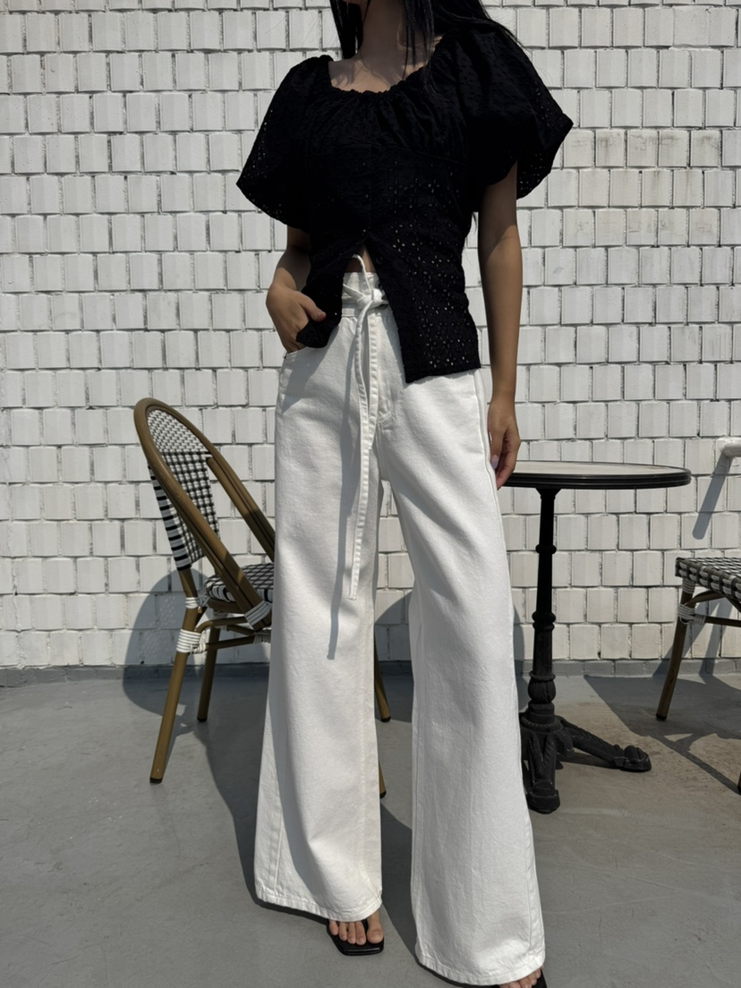 RIAH韓國代購女裝新品時尚休閑人氣職業推薦牛仔褲含腰帶RIAH牛仔褲