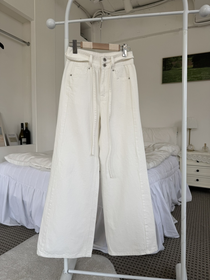 RIAH韓國代購女裝新品時尚休閑人氣職業推薦牛仔褲含腰帶RIAH牛仔褲