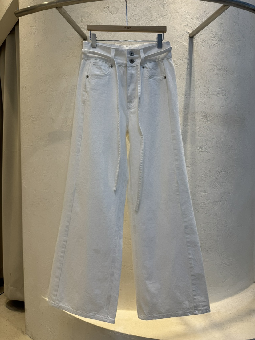 RIAH韓國代購女裝新品時尚休閑人氣職業推薦牛仔褲含腰帶RIAH牛仔褲圖色1