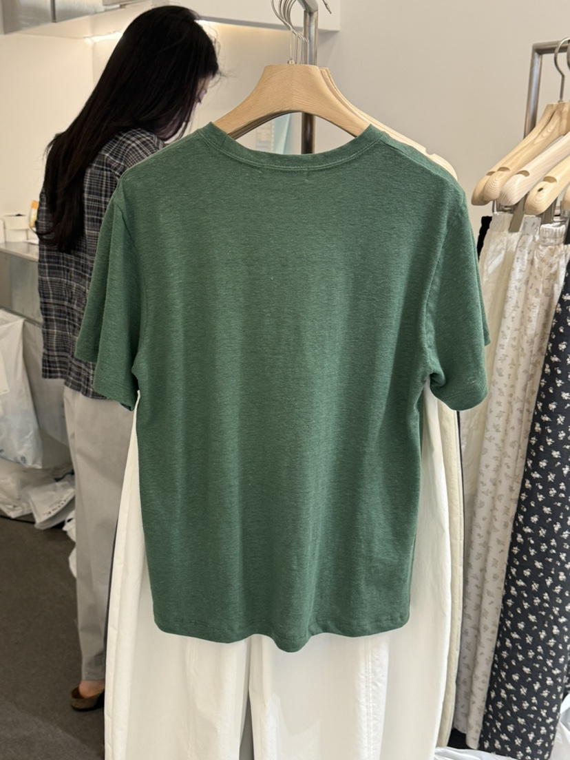 MONE-A韓國直郵女士新款熱賣職業休閑26春夏時尚T恤亞麻布MONE-AT恤