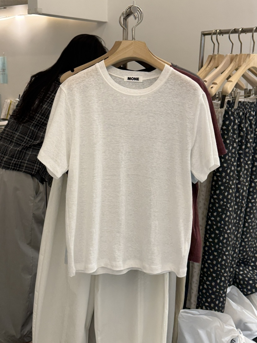 MONE-A韓國直郵女士新款熱賣職業休閑26春夏時尚T恤亞麻布MONE-AT恤圖色1