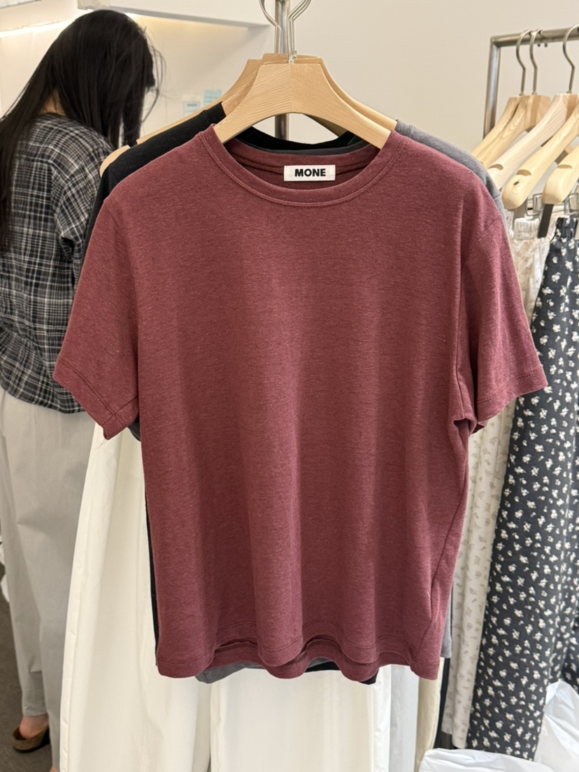 MONE-A韓國直郵女士新款熱賣職業休閑26春夏時尚T恤亞麻布MONE-AT恤圖色3
