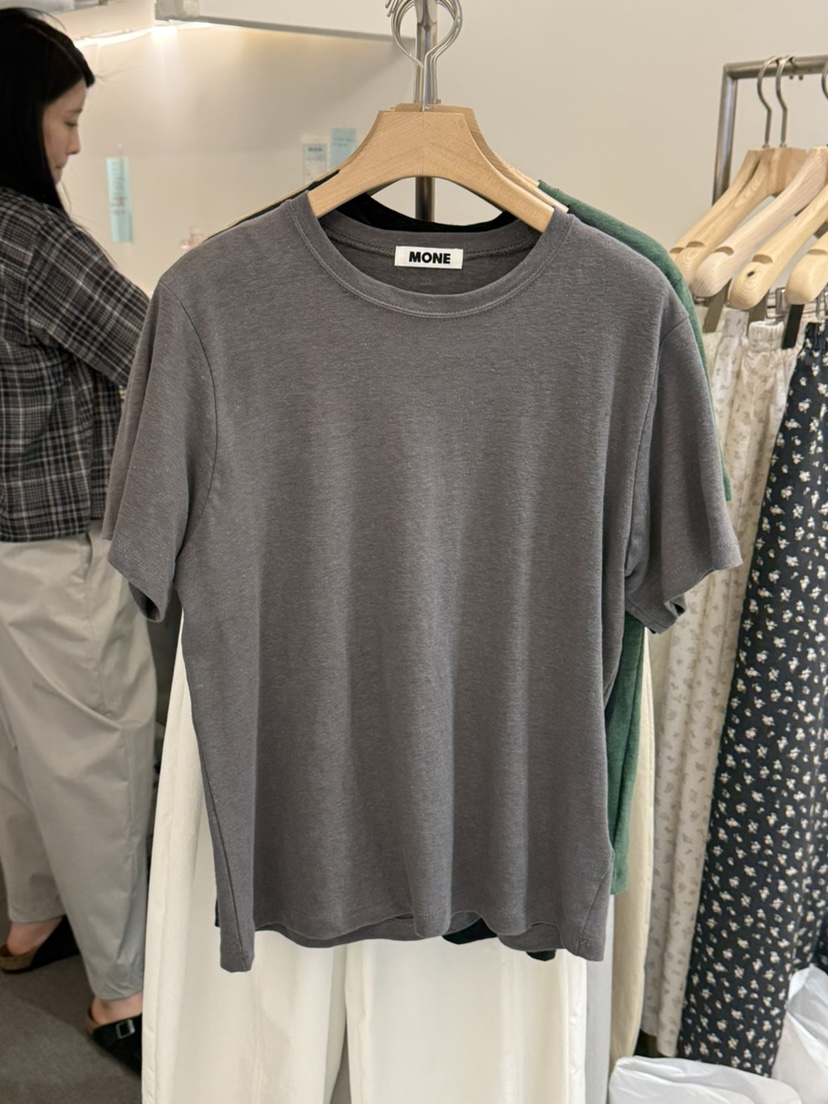MONE-A韓國直郵女士新款熱賣職業休閑26春夏時尚T恤亞麻布MONE-AT恤圖色4