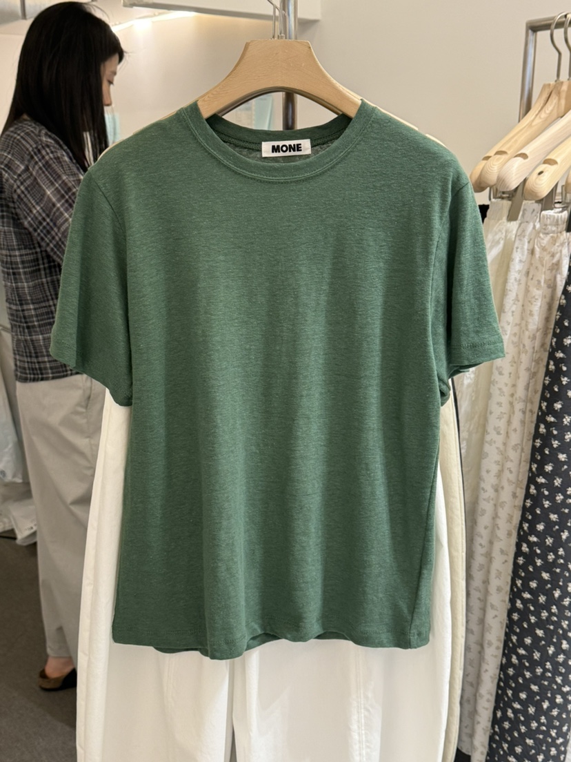 MONE-A韓國直郵女士新款熱賣職業休閑26春夏時尚T恤亞麻布MONE-AT恤圖色6