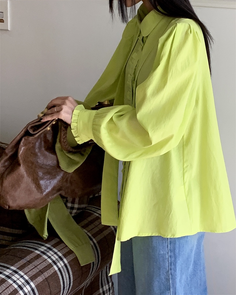 LIVE AID-P韓國直郵實拍女士新品休閑襯衫蕾絲衫含領帶系帶LIVE AID-P襯衫/蕾絲衫