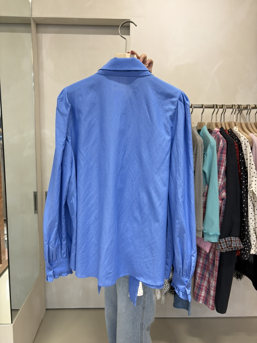 LIVE AID-P韓國直郵實拍女士新品休閑襯衫蕾絲衫含領帶系帶LIVE AID-P襯衫/蕾絲衫