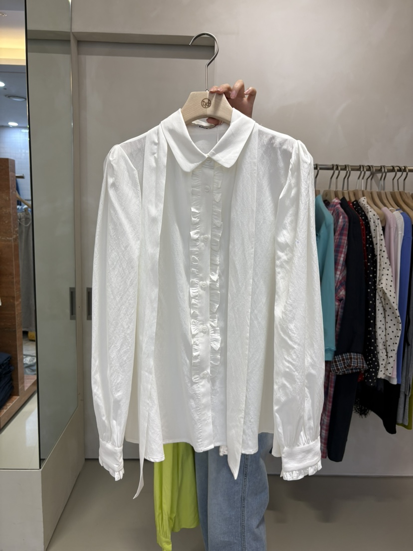 LIVE AID-P韓國直郵實拍女士新品休閑襯衫蕾絲衫含領帶系帶LIVE AID-P襯衫/蕾絲衫圖色2