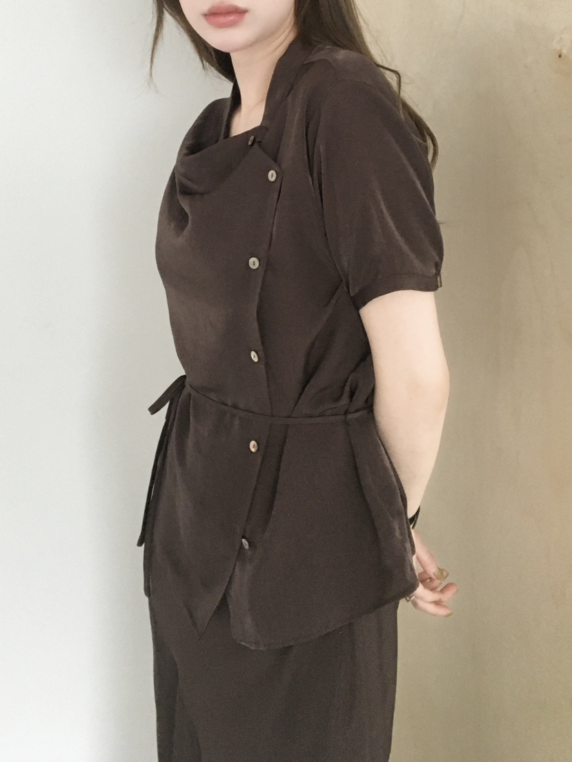 LEGACY韓國東大門代購女裝新品職業時尚襯衫蕾絲衫含腰繩LEGACY襯衫/蕾絲衫