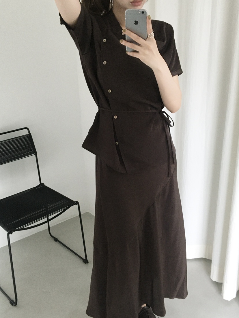 LEGACY韓國東大門代購女裝新品職業時尚襯衫蕾絲衫含腰繩LEGACY襯衫/蕾絲衫