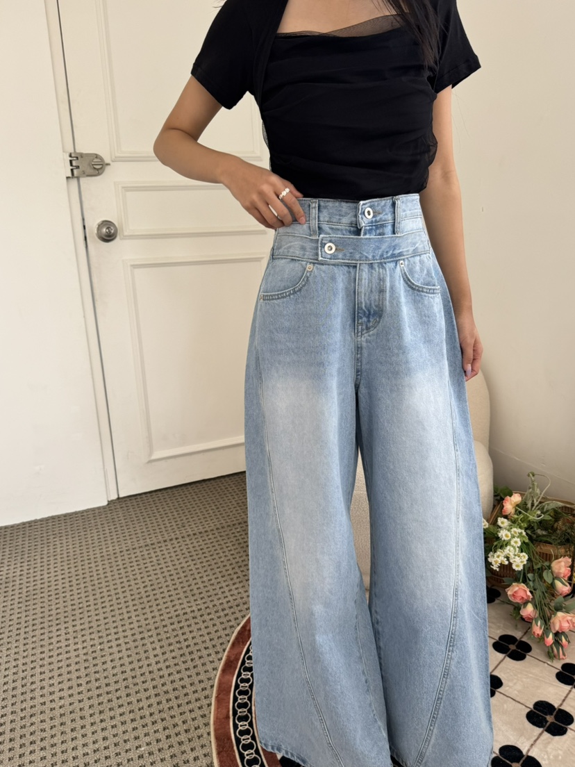 RIAH韓國東大門代購女士新款休閑人氣26春夏時尚牛仔褲腰帶RIAH牛仔褲