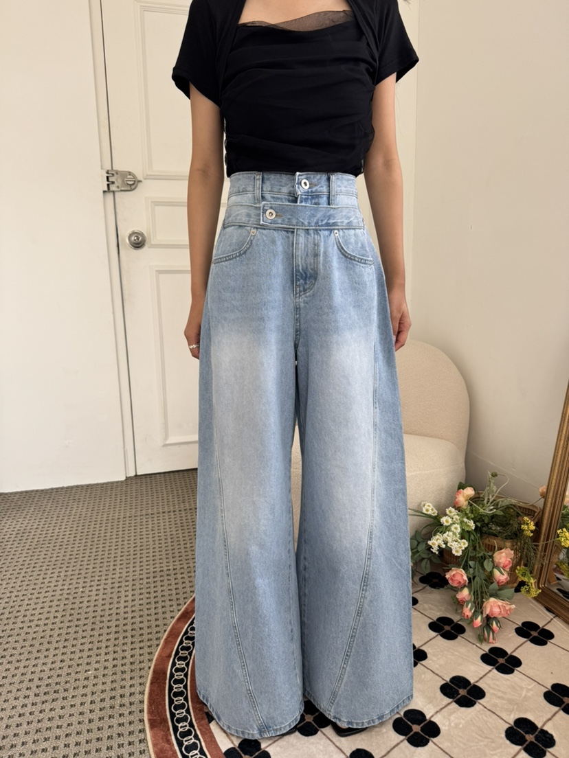 RIAH韓國東大門代購女士新款休閑人氣26春夏時尚牛仔褲腰帶RIAH牛仔褲