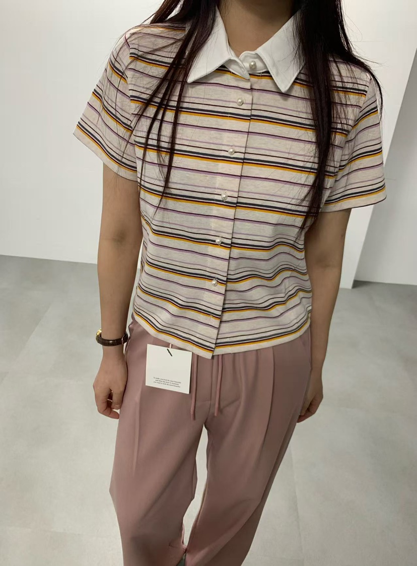 J CRANE-A韓國東大門直郵女士新品休閑熱賣T恤開衫紐扣J CRANET恤